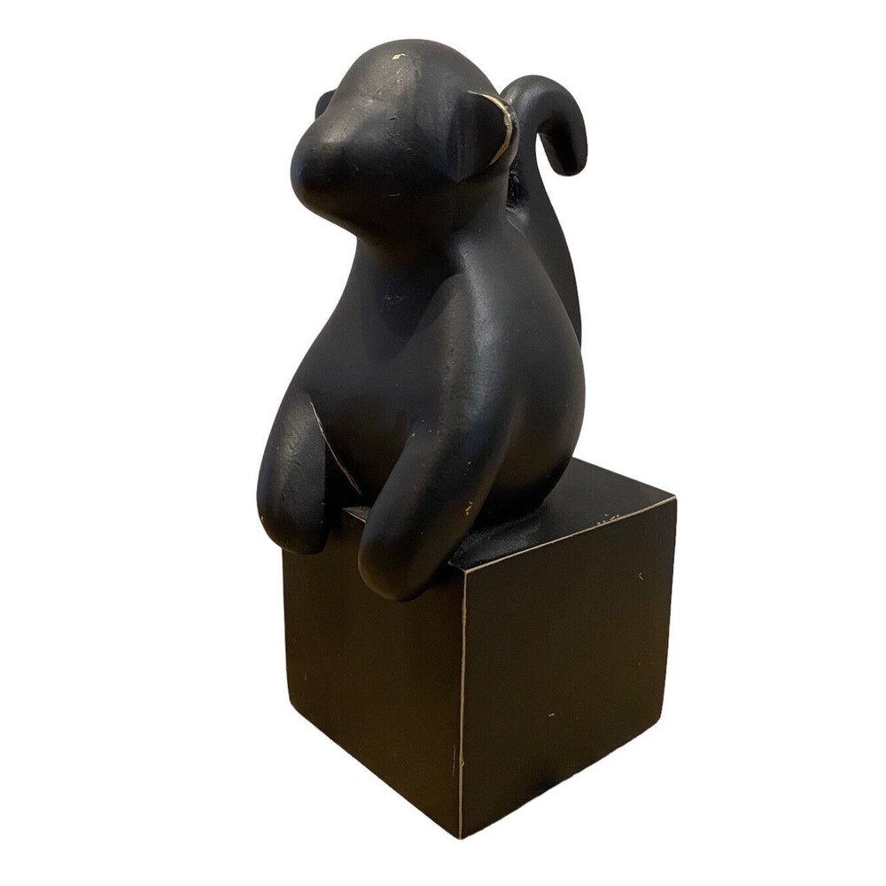 West Elm Monkey Stylized Modern Sculpture Figurine Ceramic Contemporary Bookend